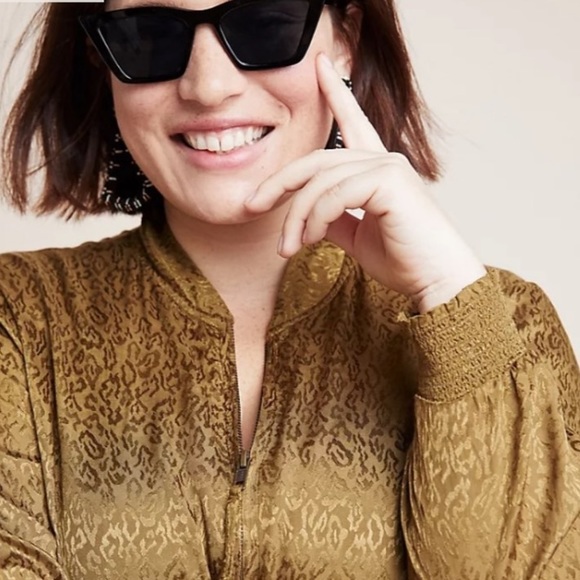 ANTHRO MAEVE 🫒 From Anthropologie - Leopard Print Bomber Jacket - Size XL - Picture 3 of 9